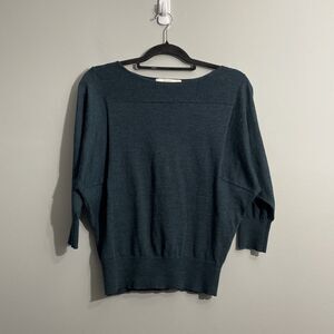 LOFT Women’s S Green Lightweight Sweater 3/4 Sleeve Soft Knit Polished Casual